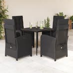 vidaXL 5-delige Tuinset met kussens poly rattan zwart, Verzenden, Nieuw, Tuinset