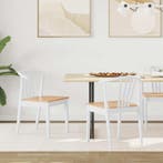 vidaXL Eetkamerstoel 2 pcs wit en naturel Massief Rubberhout, Verzenden, Nieuw