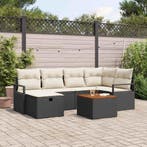 vidaXL Tuinbank Set met kussen met opslag 7 pcs Zwart poly, Verzenden, Nieuw