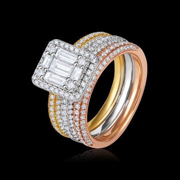 Ring - 18 karaat Roségoud, Geel goud, Witgoud - 1.94ct. tw., Nieuw