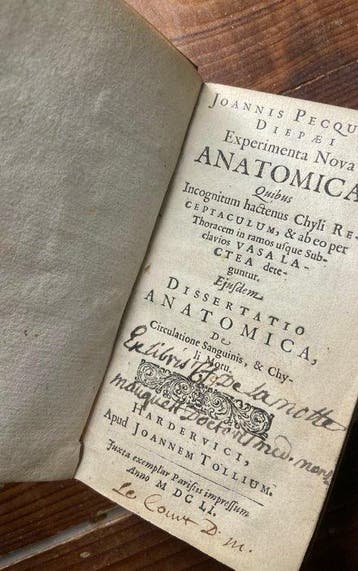 Joannis Pecqueti - Experimenta Nova Anatomica - 1651