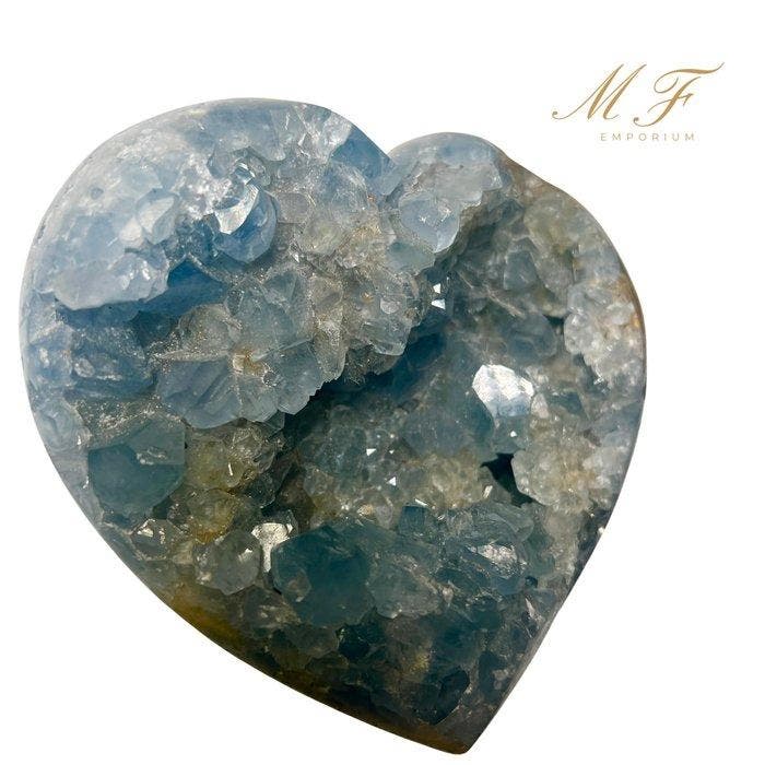 Premium - Coeur en Célestine Hart - Hoogte: 130 mm -, Collections, Minéraux & Fossiles