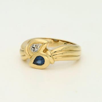 Ring - 14 karaat Geel goud - 0.02ct. tw. Diamant