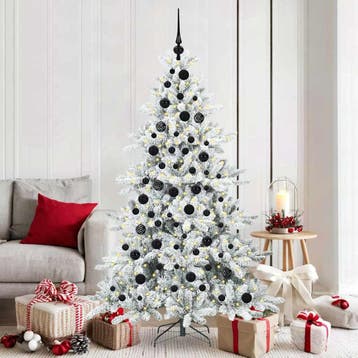 vidaXL Kunstmatige Hinged Kerstboom Wit 180 cm PVC en Staal, Verzenden, Nieuw