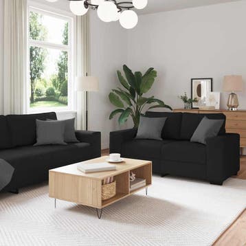 vidaXL 2-delige loungeset met kussens stof zwart, Huis en Inrichting, Verzenden, Nieuw