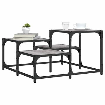 vidaXL Salontafel 68x68x40 cm bewerkt hout grijs sonoma, Verzenden