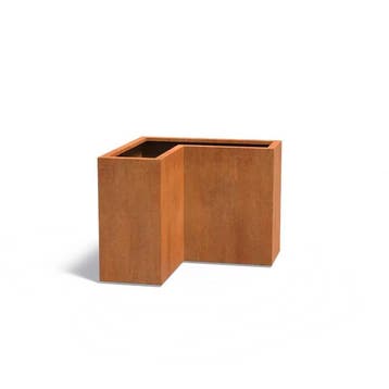 Cortenstaal plantenbak L-vorm L100xL100xB40xH80cm-Met bodem