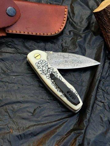 Keukenmes - Keukenmes, op maat handgemaakt Damascus-staal