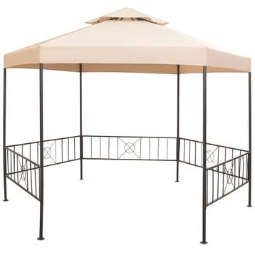 vidaXL Tuinprieel 323x265 cm hexagonaal beige, Tuin en Terras, Verzenden, Nieuw