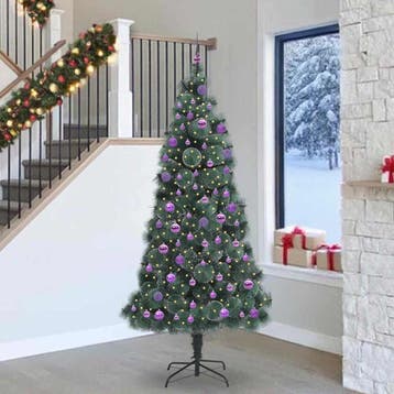 vidaXL Kunstmatige voorverlichte kerstboom met ballenset, Verzenden