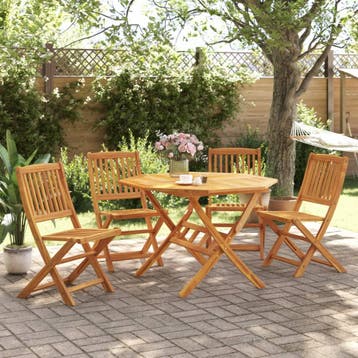 vidaXL 5-delige Tuinset inklapbaar massief acaciahout, Tuin en Terras, Verzenden, Nieuw, Tuinset