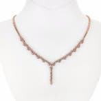 Halsketting - 14 karaat Roségoud - 2.22ct. tw. Roze Diamant, Nieuw