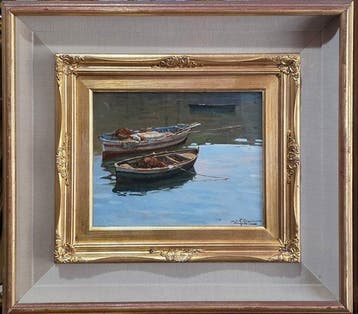 Leon Giuseppe Buono (1888-1956) - Barche al porto, Pozzuoli