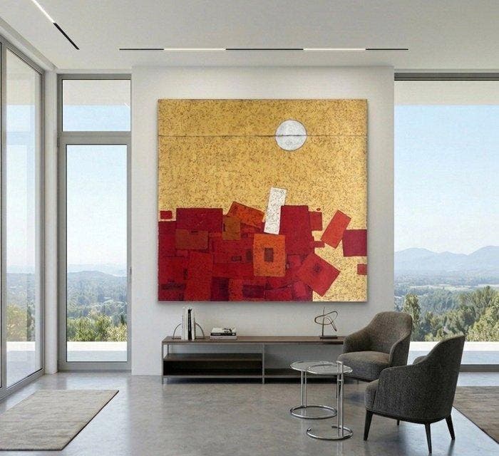 Hoang Anh (1984) - Angkor 120 120 cm, Antiquités & Art, Art | Peinture | Moderne