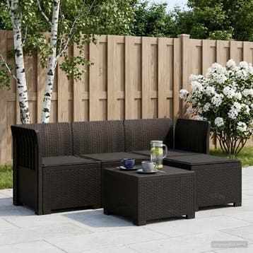 vidaXL 4-Zitter Tuin Sofa met Kussens Rattan Look PP, Verzenden