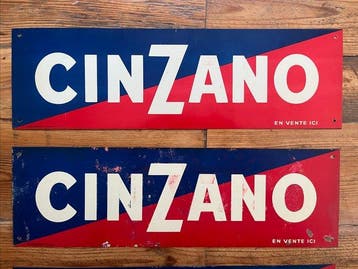 Oud Cinzano tinnen bord, set van 3 - Reclamebord (3) - Staal
