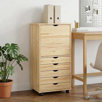 vidaXL Rollende kast 53 x 39 x 103 cm Massief vurenhout, Verzenden, Nieuw