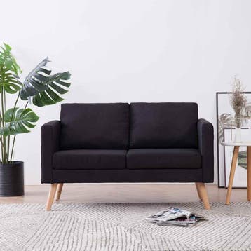 vidaXL Tweezitsbank / zetel stof zwart, Huis en Inrichting, Verzenden, Nieuw