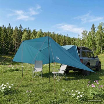 vidaXL Auto Tent 308 x 215 x 220 cm Blauw Polyester en Staal, Caravans en Kamperen, Verzenden, Nieuw