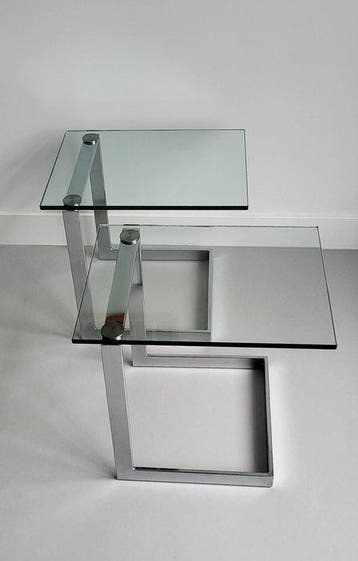 Gebra - Set bijzettafels (2) - Glas, Metaal