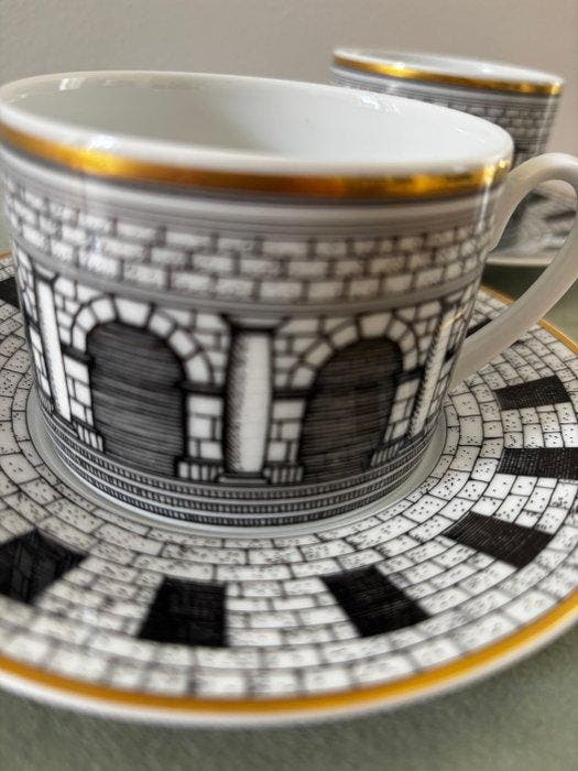 Rosenthal - Piero Fornasetti - Set theekopjes (2) -, Antiquités & Art, Antiquités | Verre & Cristal