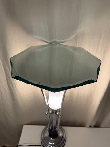 Table dappoint - Chrome, Verre - miroir de table Art déco