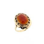 Vintage gouden ring met carneool, Handtassen en Accessoires, Ringen, 18 tot 19, Gebruikt, Overige kleuren, Ophalen of Verzenden
