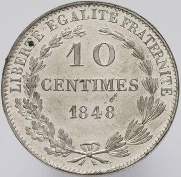France. 10 Centimes 1848 Concours de Montagny. Epreuve en