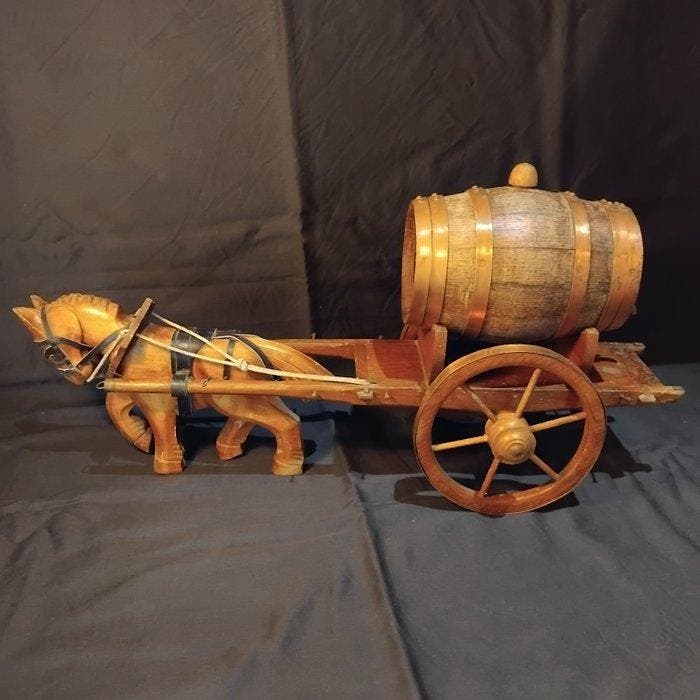 57 cms de long - Chariot (1950) - Bois , cuivre. - travail, Antiquités & Art, Curiosités & Brocante