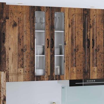 vidaXL Wandglas Kasten LUCCA Oud hout 60 x 31 x 100 cm, Verzenden