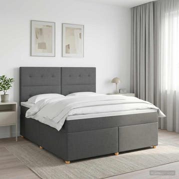 vidaXL Boxspringbed met matras Donkergrijs 160 x 200 cm Stof, Verzenden, Nieuw