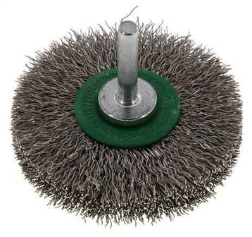 Brosse ronde 70x14 mm Arbre de 6 mm Fil en acier inoxydable, Verzenden