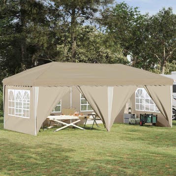 vidaXL Pop-up Feesttent 575 x 288 x 245 cm Crèmekleurig, Verzenden, Nieuw