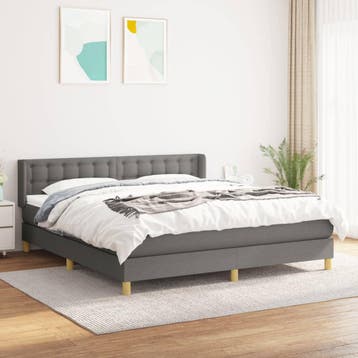 vidaXL Boxspring met matras stof donkergrijs 180x200 cm, Verzenden