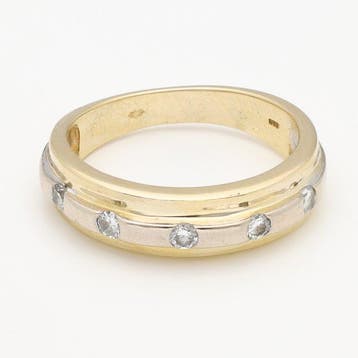 Bague - 14 carats Or jaune, Or blanc Diamant (Naturelle), Nieuw