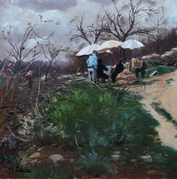 Paul Saïn (1853 - 1908) - Atelier de peinture en plein-air
