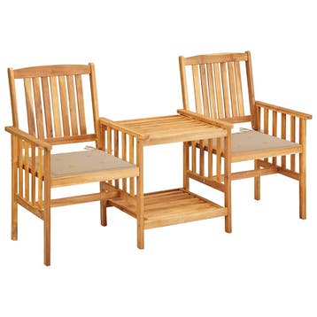 vidaXL Tuinstoelen met tafeltje en kussens massief, Verzenden, Nieuw