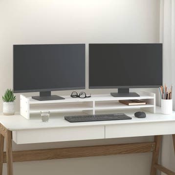 vidaXL Monitorstandaard 100x27x15 cm massief grenenhout wit, Verzenden, Nieuw