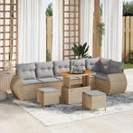 vidaXL Tuinbank Set met kussen met opslag 9 pcs beige en, Verzenden, Nieuw
