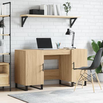 vidaXL Bureau 140x50x75 cm bewerkt hout sonoma eikenkleurig, Verzenden