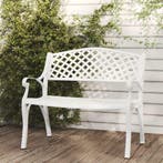 vidaXL Tuinbank 102 cm gietaluminium wit, Tuin en Terras, Verzenden, Nieuw