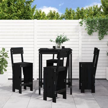 vidaXL 5-delige Barset massief grenenhout zwart, Tuin en Terras, Tuinsets en Loungesets, Verzenden, Nieuw