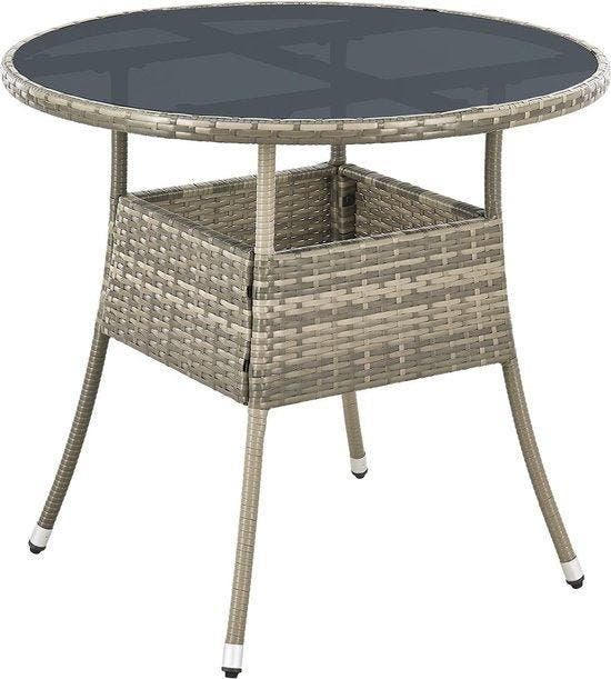 2dekans | Juskys Polyrotan Tuintafel / Bijzettafel /, Tuin en Terras, Tuintafels, Ophalen of Verzenden