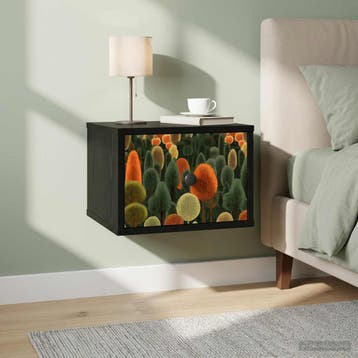 vidaXL Wandkastje voor Bed ZAANDAM Zwart eiken 36 x 33 x 25, Verzenden