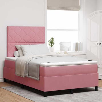 vidaXL LED Box Spring Bed met hoofdeinde Roze 120 x 200 cm, Verzenden, Nieuw