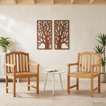 vidaXL Tuinstoel 2 pcs Naturel 58 x 60 x 93 cm Massief, Tuin en Terras, Tuinstoelen, Verzenden, Nieuw