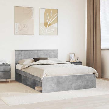 vidaXL Bedframe met hoofdeinde Beton 160 x 200 cm Bewerkt, Verzenden, Nieuw