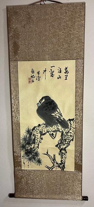 Een schilderij van een Chinese adelaar - Inkt en Kleur op