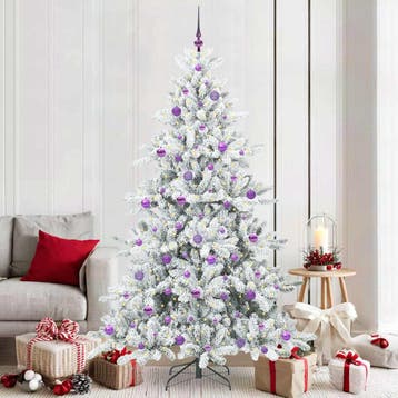 vidaXL Kunstmatige Hinged Kerstboom Wit 210 cm PVC en Staal, Verzenden, Nieuw