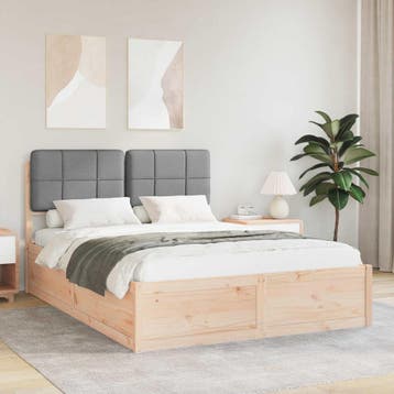 vidaXL Bedframe met Gevoerde Hoofdbord Lichtgrijs 160 x 200, Verzenden